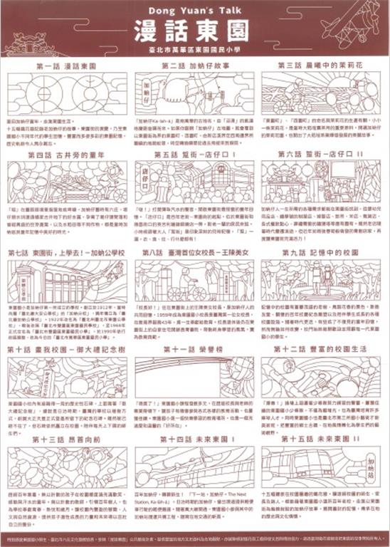 教育園丁的話圖片十五幅鐵花窗的設計故事，有著百年東園與在地歷史的厚度及文化情感的交流。